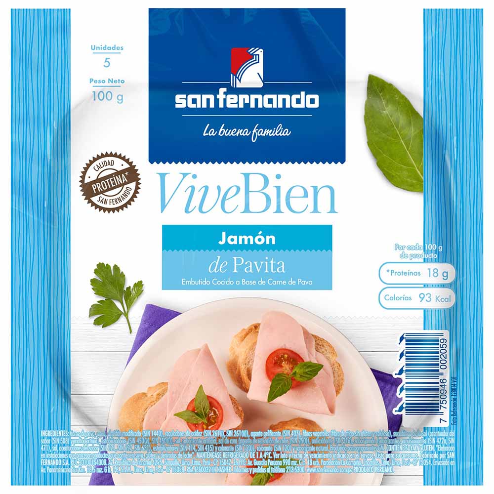 Jamón de Pavita SAN FERNANDO Paquete 100g