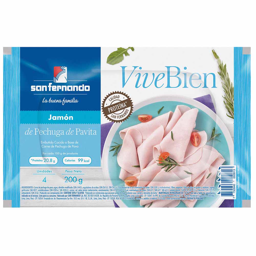 Jamón de Pechuga de Pavita SAN FERNANDO Paquete 200g