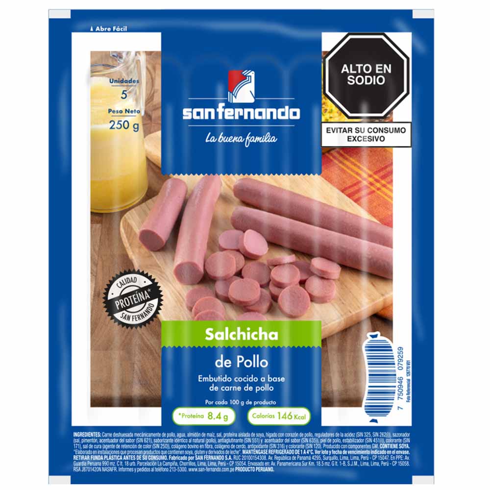 Salchicha de Pollo SAN FERNANDO Paquete 250g