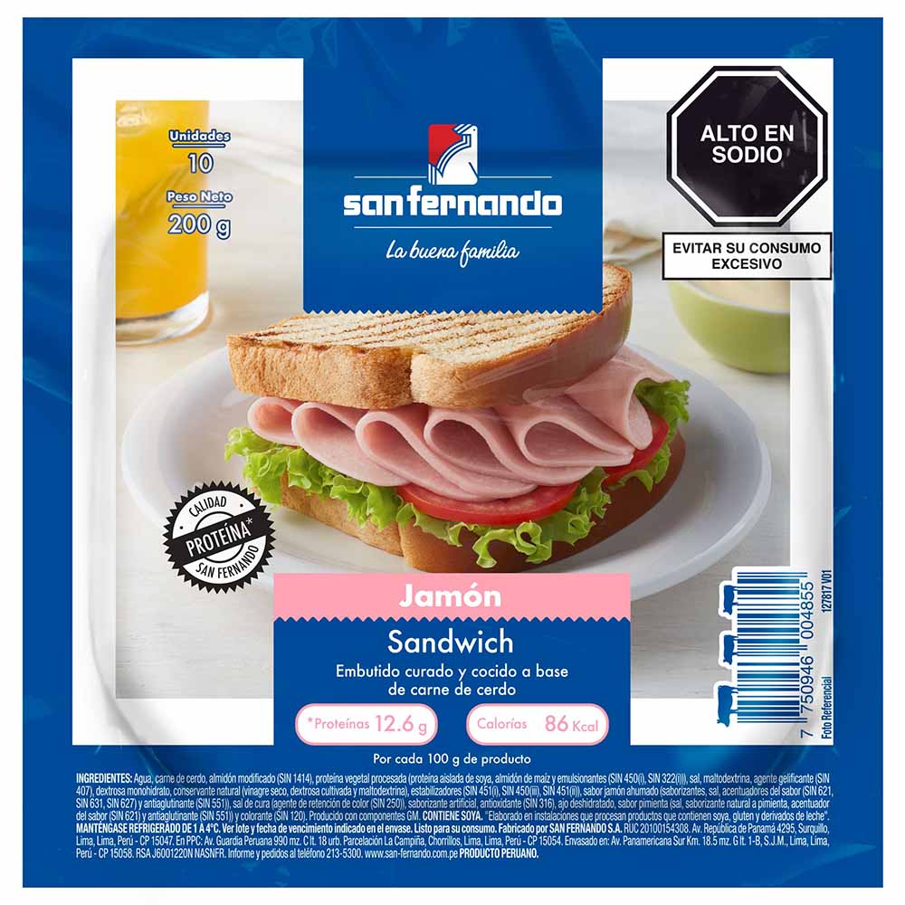 Jamón Sándwich SAN FERNANDO Bolsa 200g