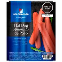 Hot Dog Ahumado de Pollo SAN FERNANDO Paquete 440g