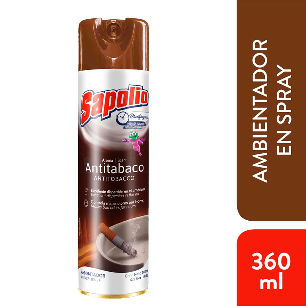 Ambientador en spray SAPOLIO Anti tabaco Frasco 360Ml
