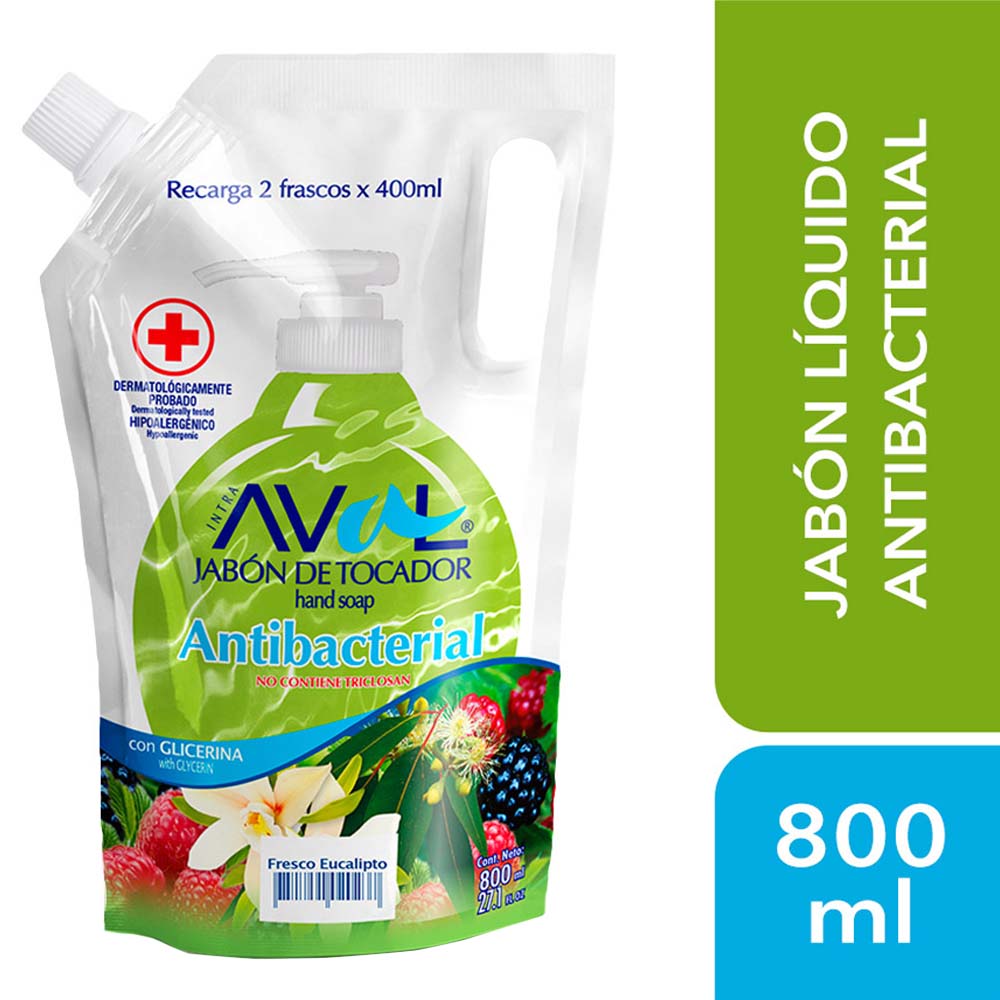 Jabón Líquido Antibacterial AVAL Eucalipto Doypack 800ml