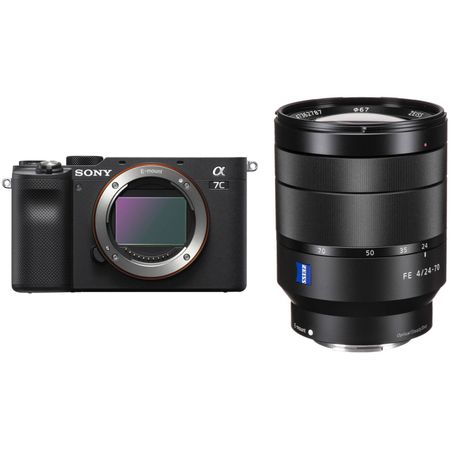 Cámara sin espejo Sony A7C con kit de lente f/4 de 24-70 mm (negro)