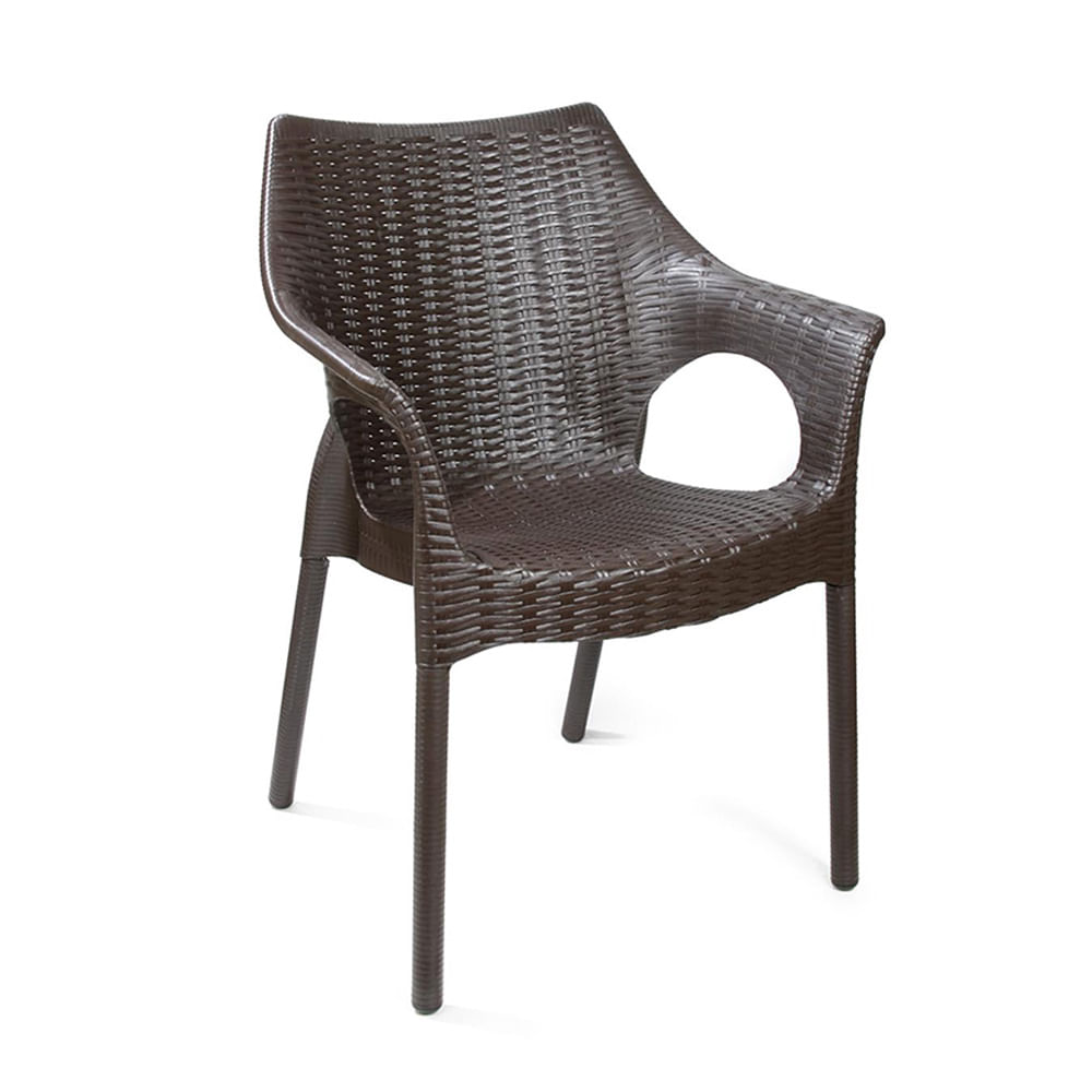 Silla de Ratán Sintético con Brazos Reyplast Marrón