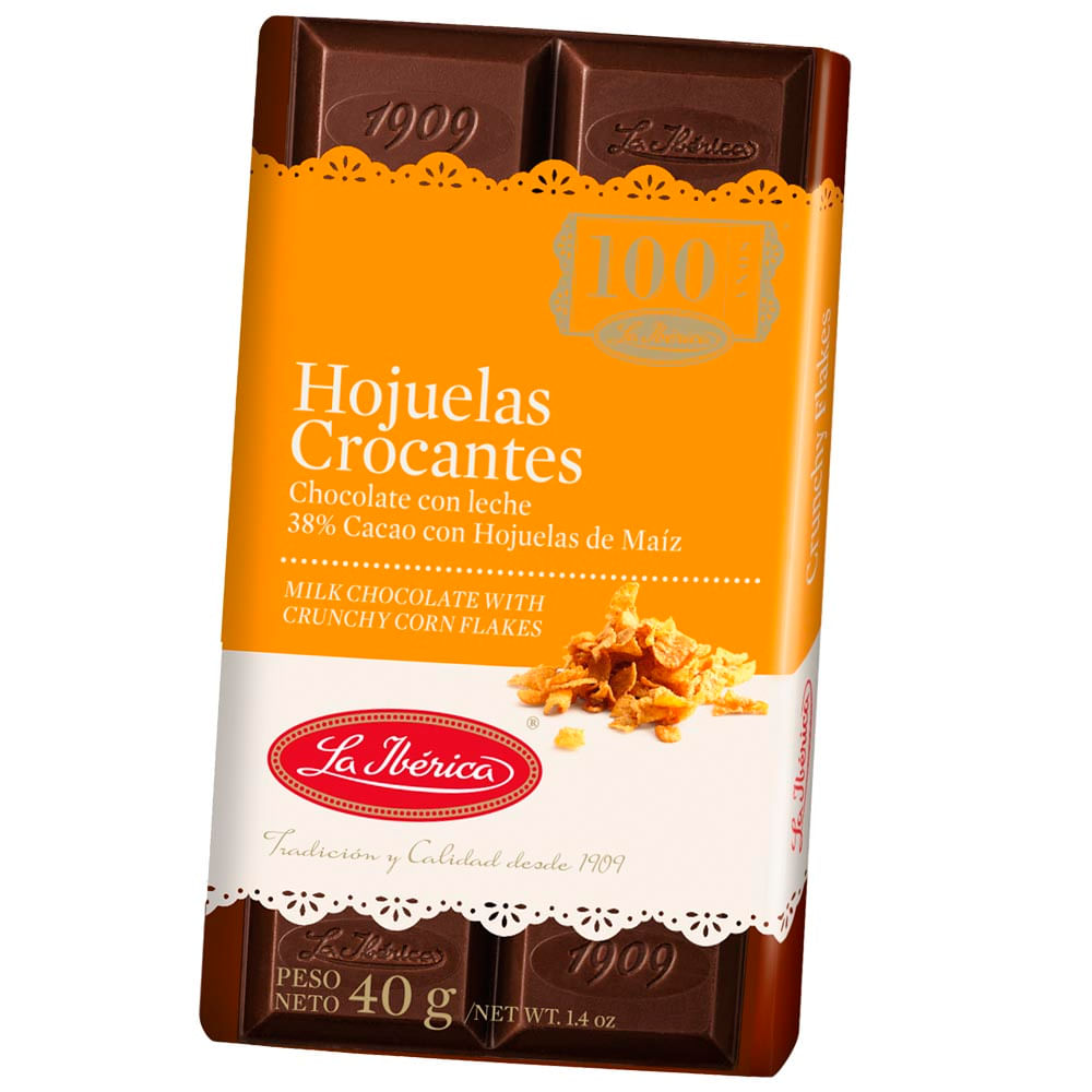 Chocolate LA IBÉRICA HOJUELAS CROCANTES Tabletas de leche Envoltura