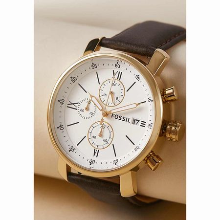 Reloj Fossil Rehtt BQ1009 Para Hombre Fecha Cronómetro Correa de Cuero Marrón