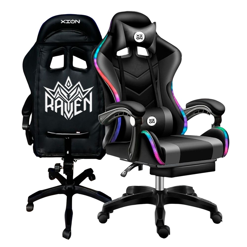 Silla Gamer XION Raven RGB Plomo 135° Ergonómica plazaVea Supermercado