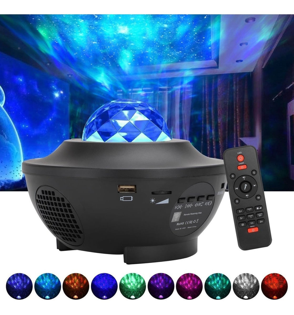 Proyector De Luces Galaxia Estrellas Parlante Bluetooth