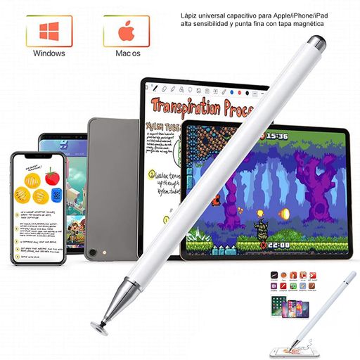 Lápiz óptico para pantallas táctiles, lápiz capacitivo para iPad con punta  fina y tapa magnética, compatible con iPad, iPhone, Android, tableta y