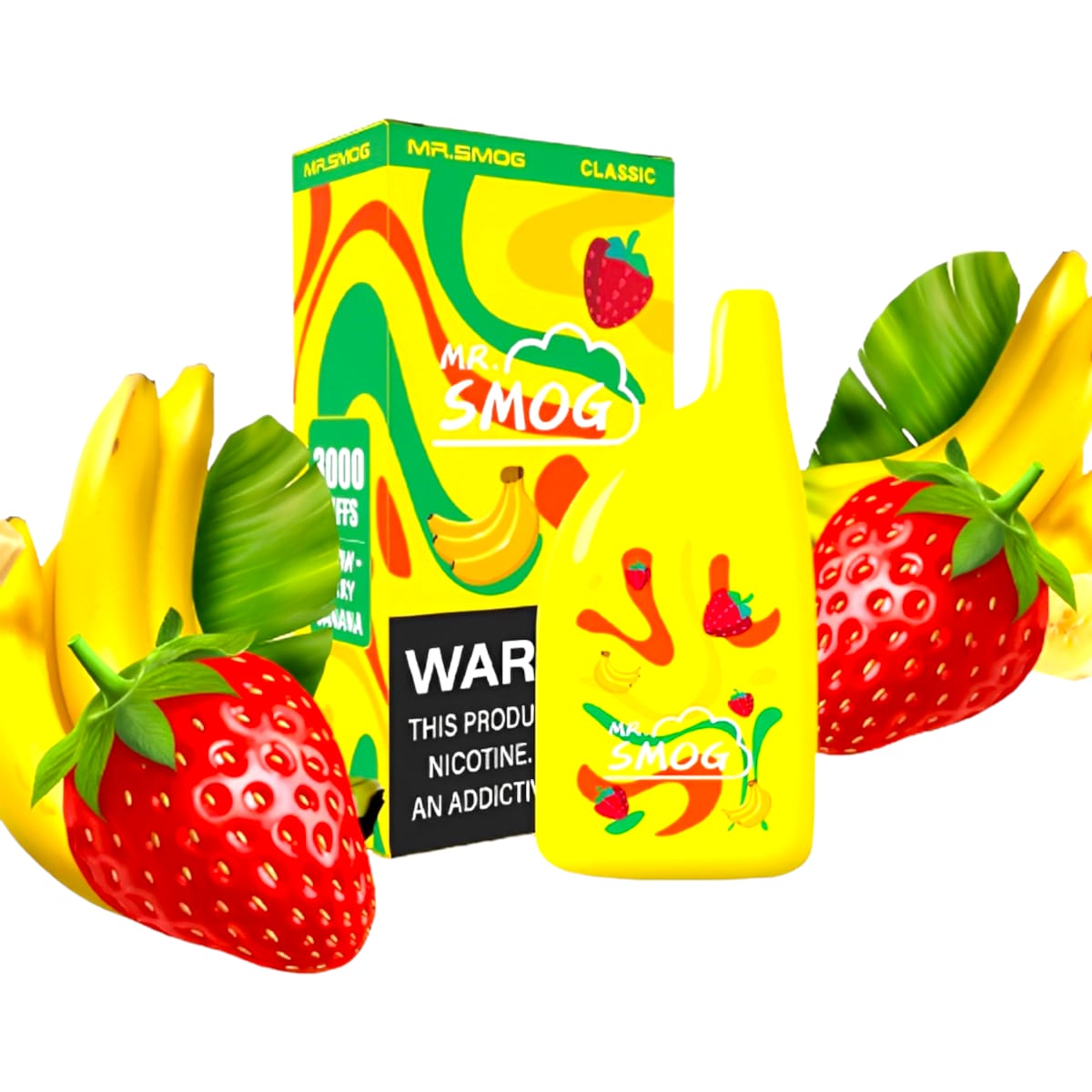 Vape Electrónico Classic 3000 Puffs Sabor Fresa Platano Descartable