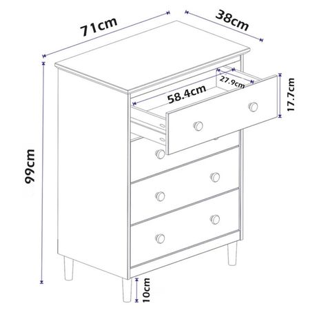 Cómoda Denia 4 Cajones Ventitas Perú