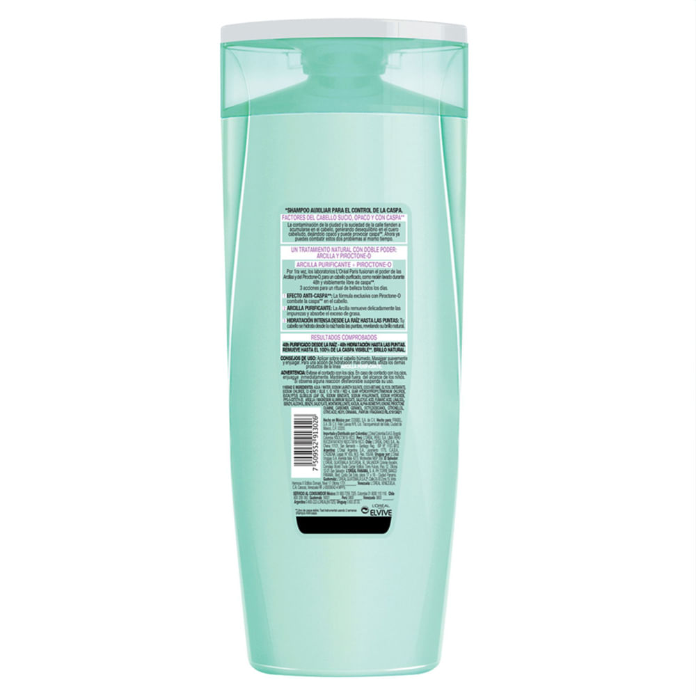 Shampoo ELVIVE Anticaspa Arcilla Purificante Frasco 400ml plazaVea