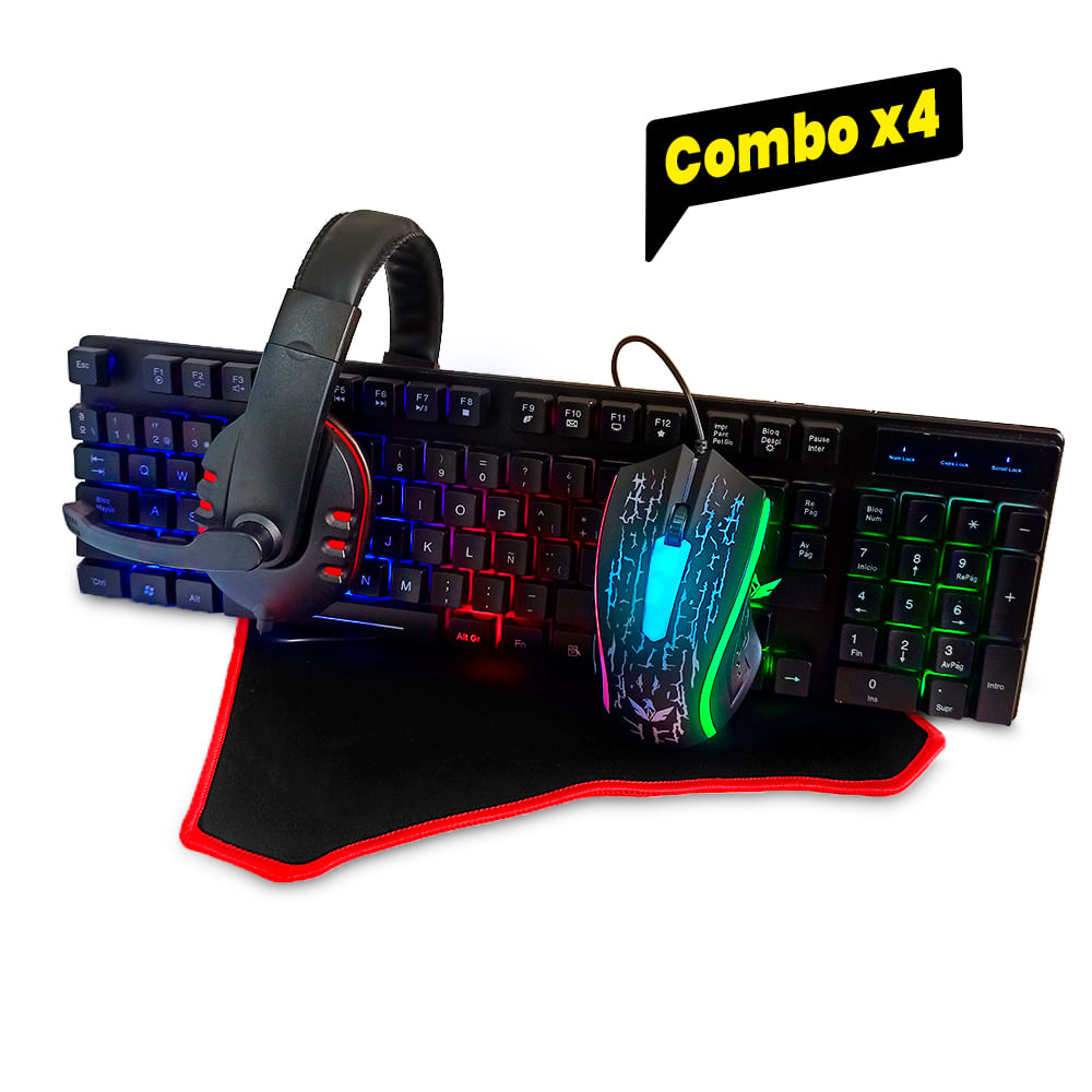 Kit Gamer 4 en 1 Teclado Mouse Aud fonos Pad plazaVea