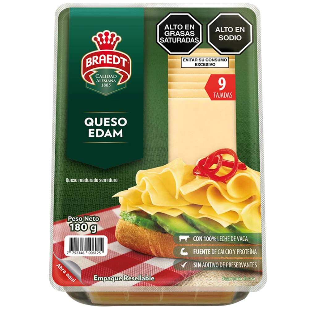 Queso Edam BRAEDT Paquete 180g
