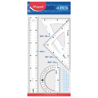 Pack de Trazado MAPED Regla 30cm + 2 Escuadras + Trasportador 180°
