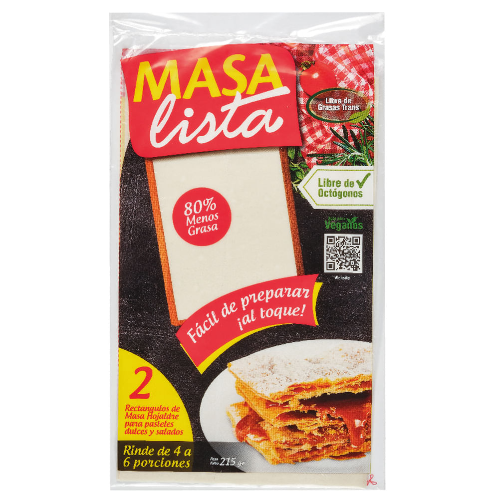 Masa Recta Hojaldre MASA LISTA Bolsa 215g
