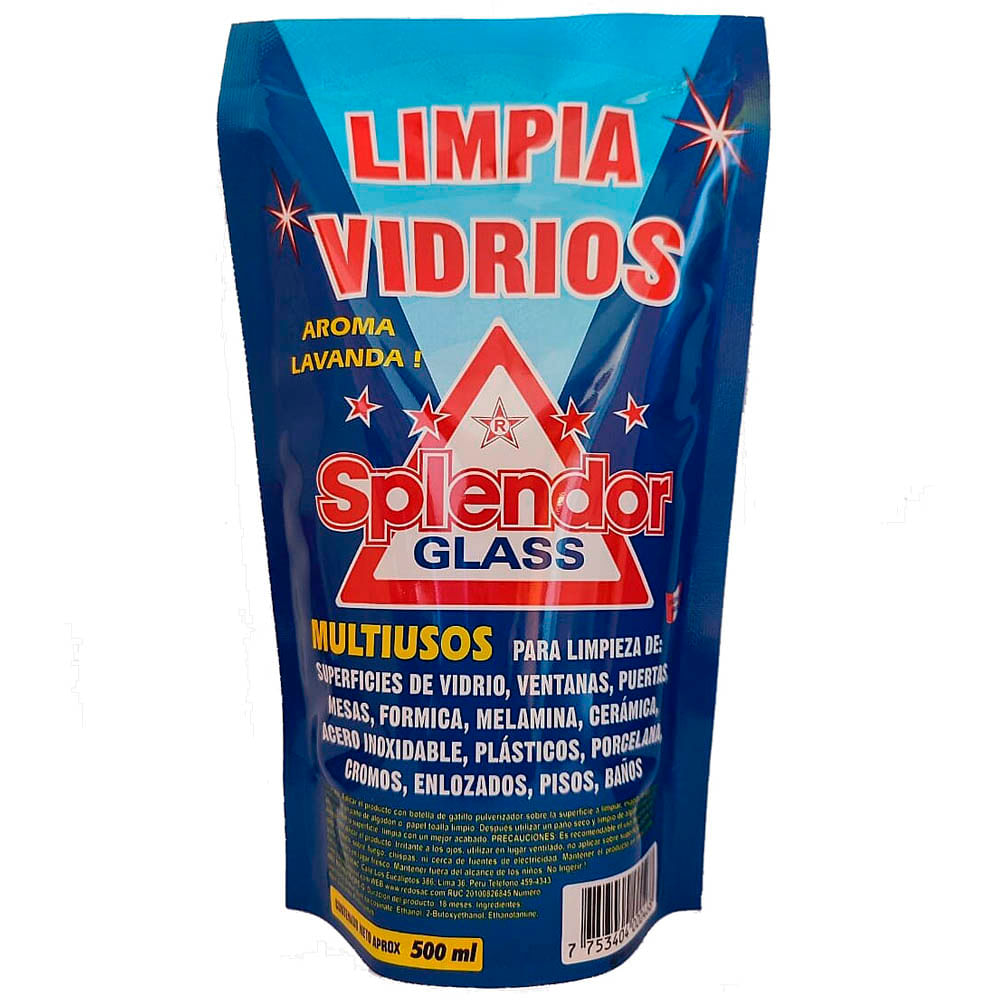 Limpiador de Vidrio SPLENDOR  Repuesto Doypack 500ml