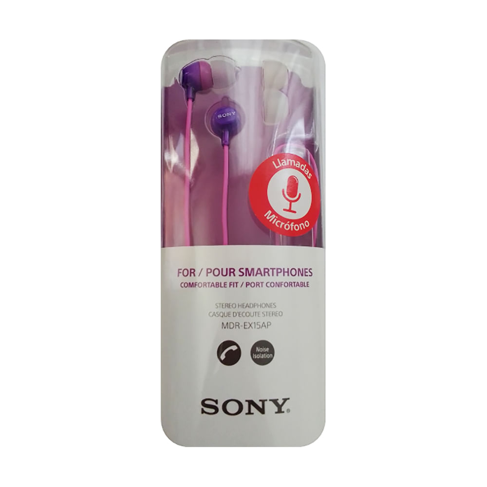 Audífonos Sony MDR-EX15AP con Micrófono Violeta