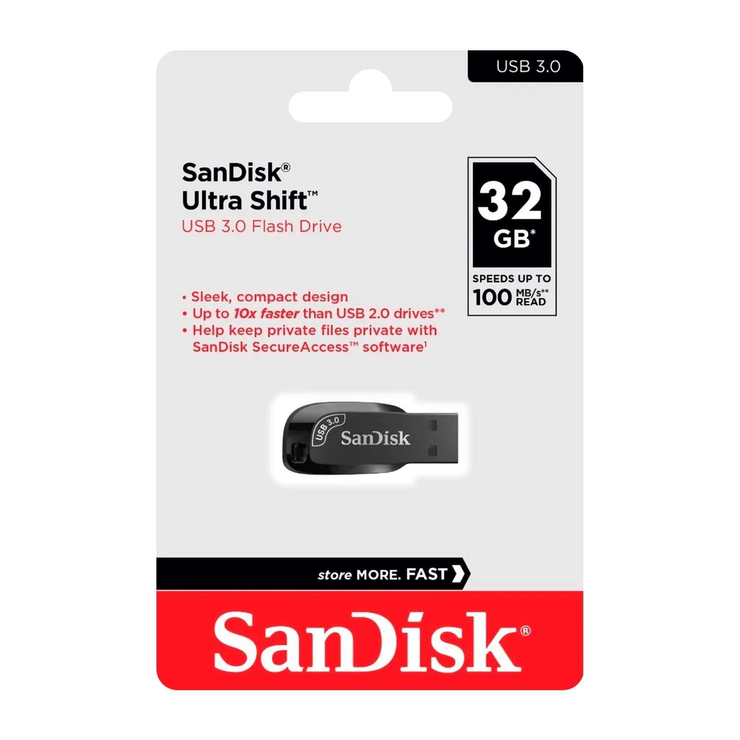 Memoria USB 3.0 Sandisk Ultra Shift 32GB 100MBps Negro