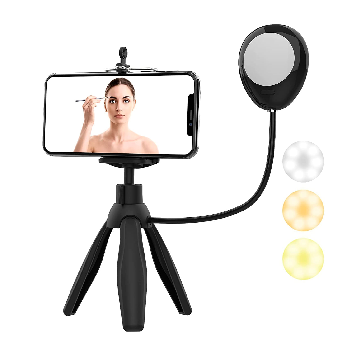 Trípode Apexel APL-JJ21Y para Smartphone con Luz de Anillo Negro