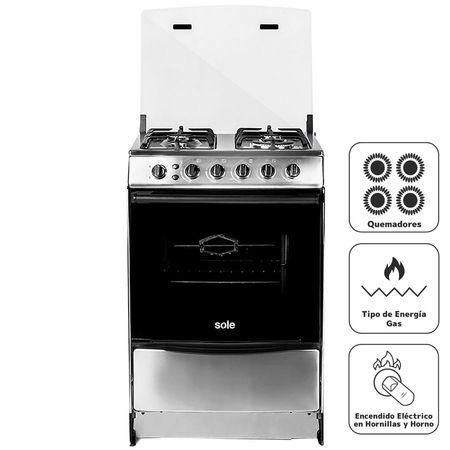Cocina a Gas SOLE COSOL030 4 Quemadores Varadero Silver | plazaVea -  Supermercado