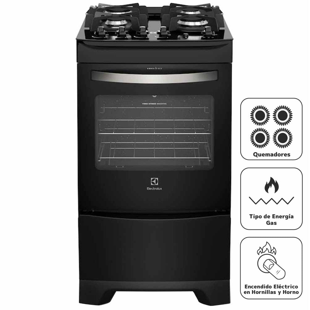 Cocina a Gas ELECTROLUX 4 Quemadores 52LPV Negro | plazaVea - Supermercado