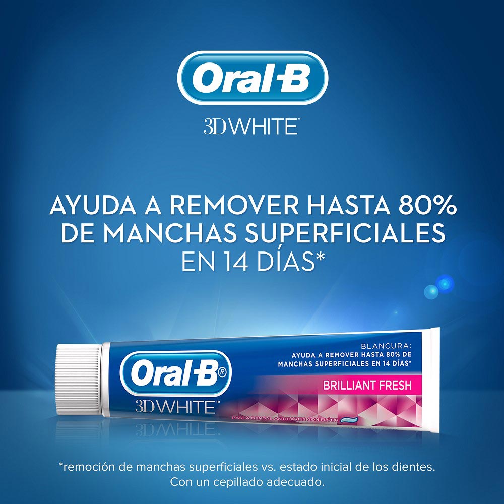 Pasta Dental ORAL B 3D White Brilliant Fresh Tubo 75ml Paquete 2un ...