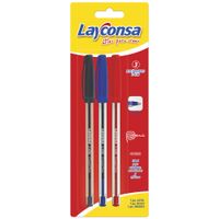 Lapiceros LAYCONSA L-36 Azul-Rojo-Negro 3un