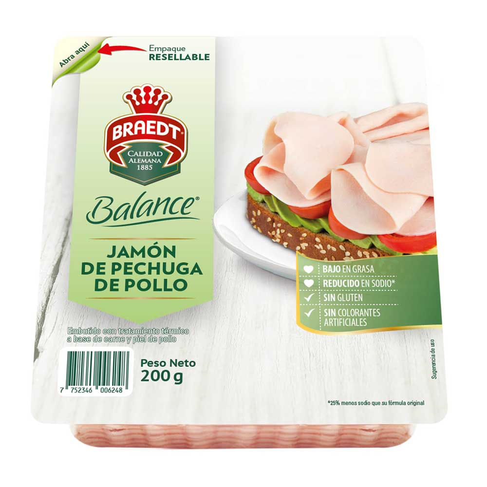 Jamón de Pechuga de Pollo BRAEDT Paquete 200g | plazaVea - Supermercado