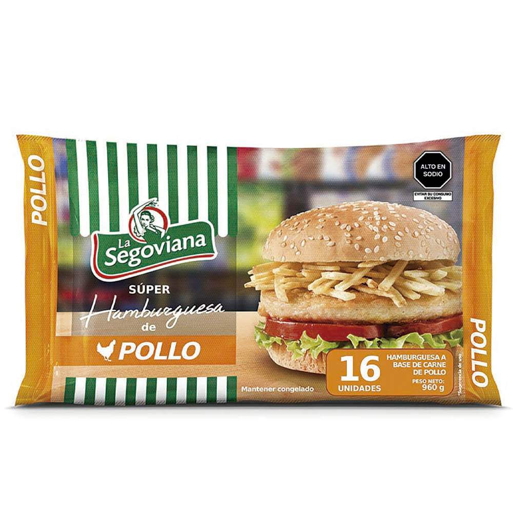 Súper Hamburguesa  de Pollo LA SEGOVIANA Paquete 16un