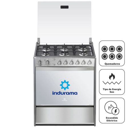 Cocina a Gas INDURAMA Galicia 6 Quemadores Cromo | plazaVea - Supermercado