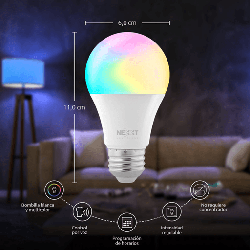 Foco LED RGB 16 colores, 15W, E27, con Control desde celular