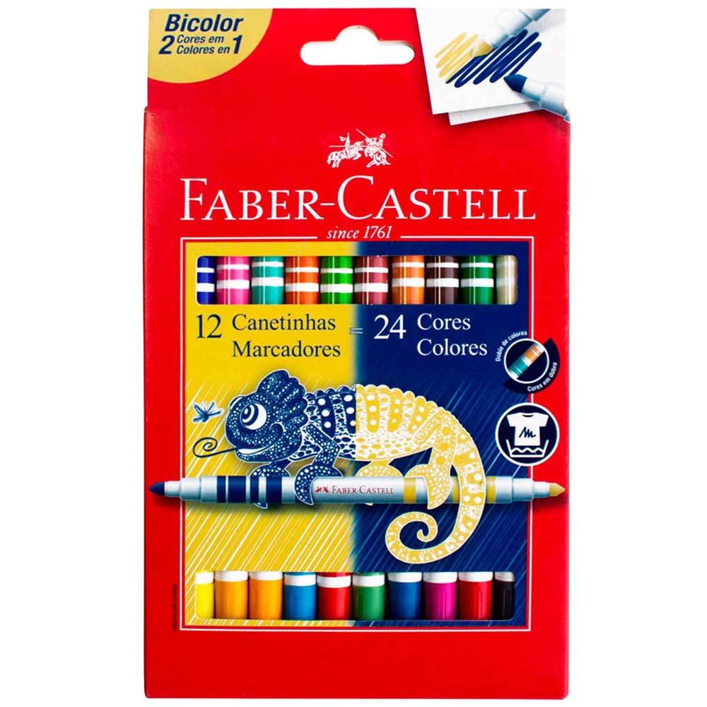Plumón Delgado Bicolor FABER CASTELL Paquete 12un
