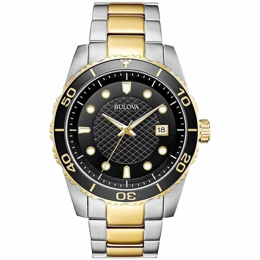 Reloj bulova negro online con dorado