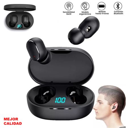 Audífonos Inalámbrico Bluetooth TWS E6S Con Estuche Música AU240006 Negro