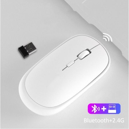 Mouse Recargable Dual Bluetooth + Wireless 2.4 GHz SLIM - BLANCO