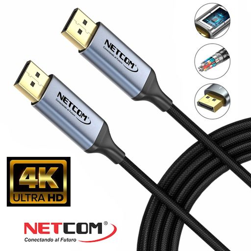 Cable DisplayPort a HDMI Netcom De 3 Metros 4K 60Hz