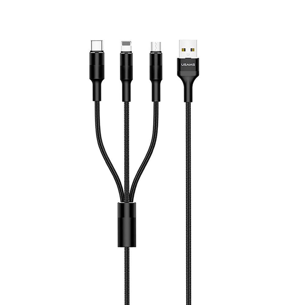 Cable Celular 3 En 1 Iphone/Micro/Type-C Negro