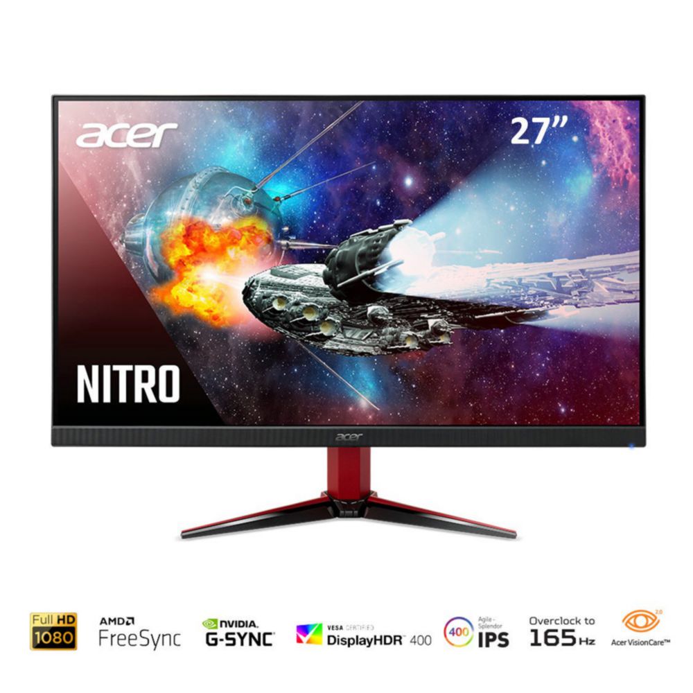 Monitor Gamer Acer Nitro VG272 LVBMIIPX 27"" Full HD 165Hz AMD Freesync Premium VESA Display HDR 400