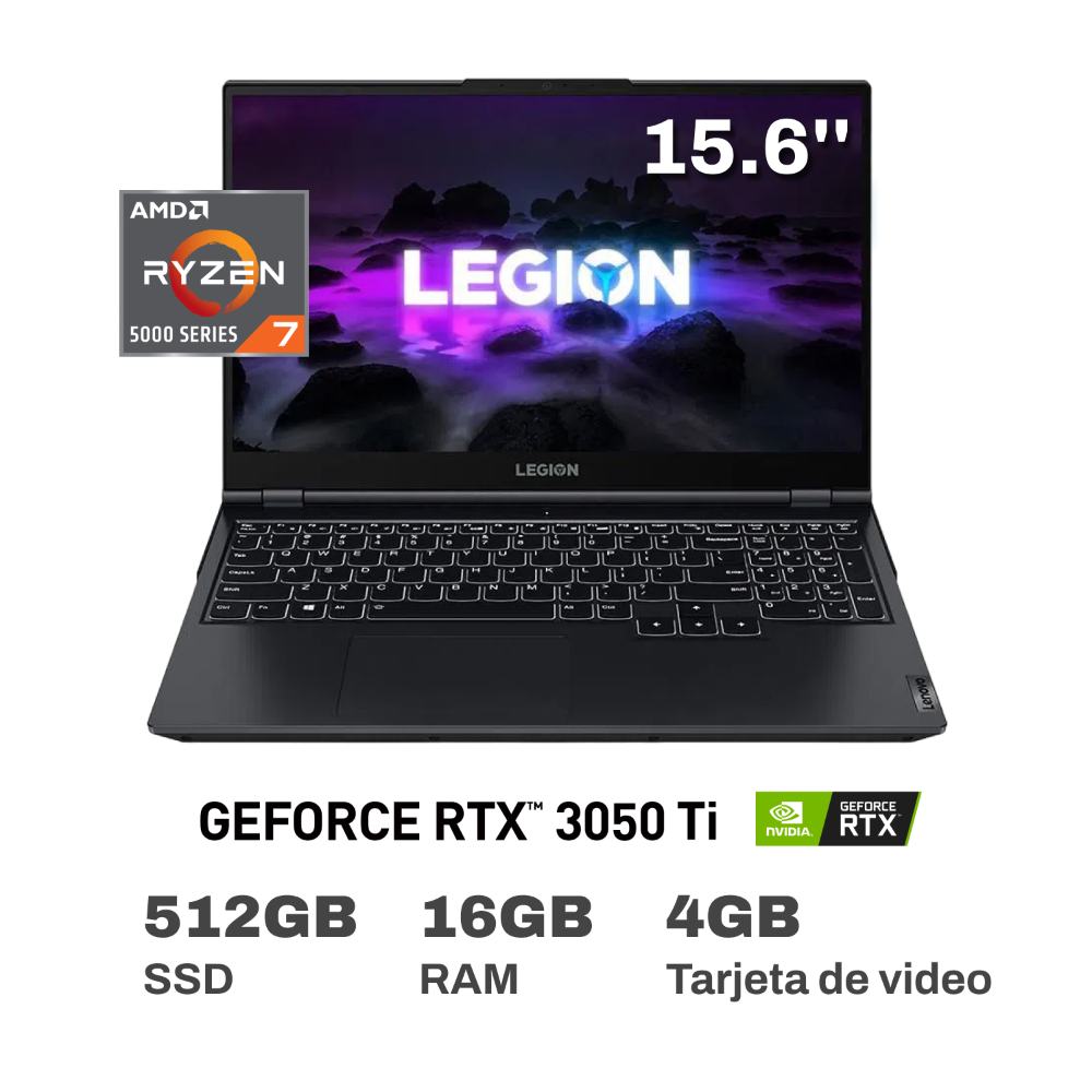 Laptop Gamer Lenovo Legión 5 AMD Ryzen 7 16GB RAM 512GB SSD 15.6" RTX 3050 Ti