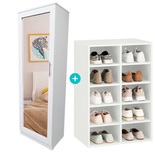 Zapatera Con Closet Organizador De Zapatos Para 36 Pares Y Compartimientos  De Ropa Rack And Pack Rosa