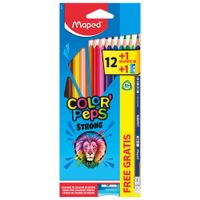 Pack MAPED Lápices Color'Peps Strong 12un + Lápiz + Borrador + Sacapuntas