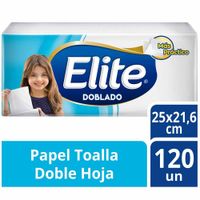 Papel Toalla Doblado ELITE Doble Hoja Paquete 120un