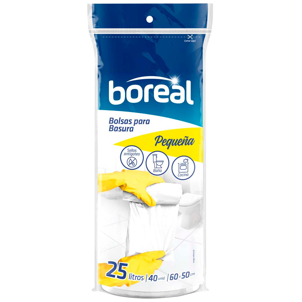 Bolsa para Basura 25L x40un BOREAL Color Blanco