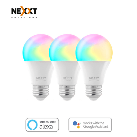 Foco LED inteligente Wi-Fi Multicolor - Nexxt (Pack de 03 unidades)