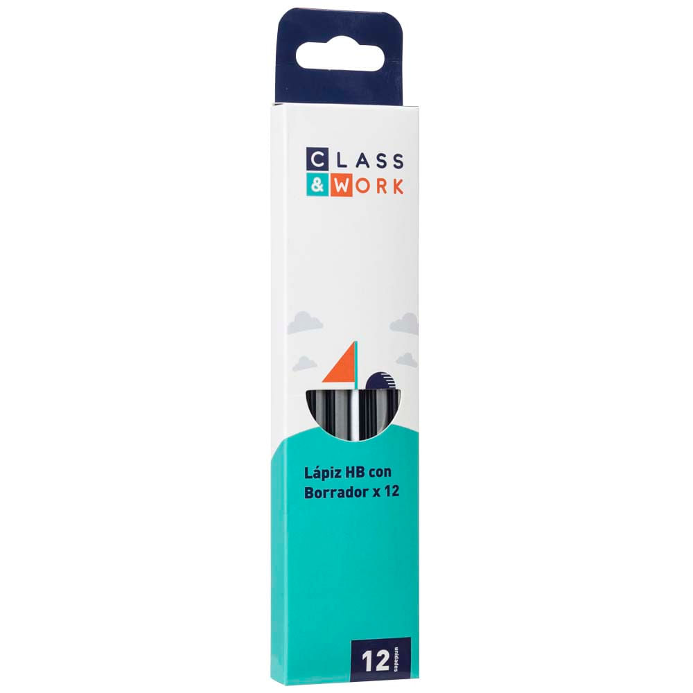 Lápices CLASS&WORK HB Borra X12