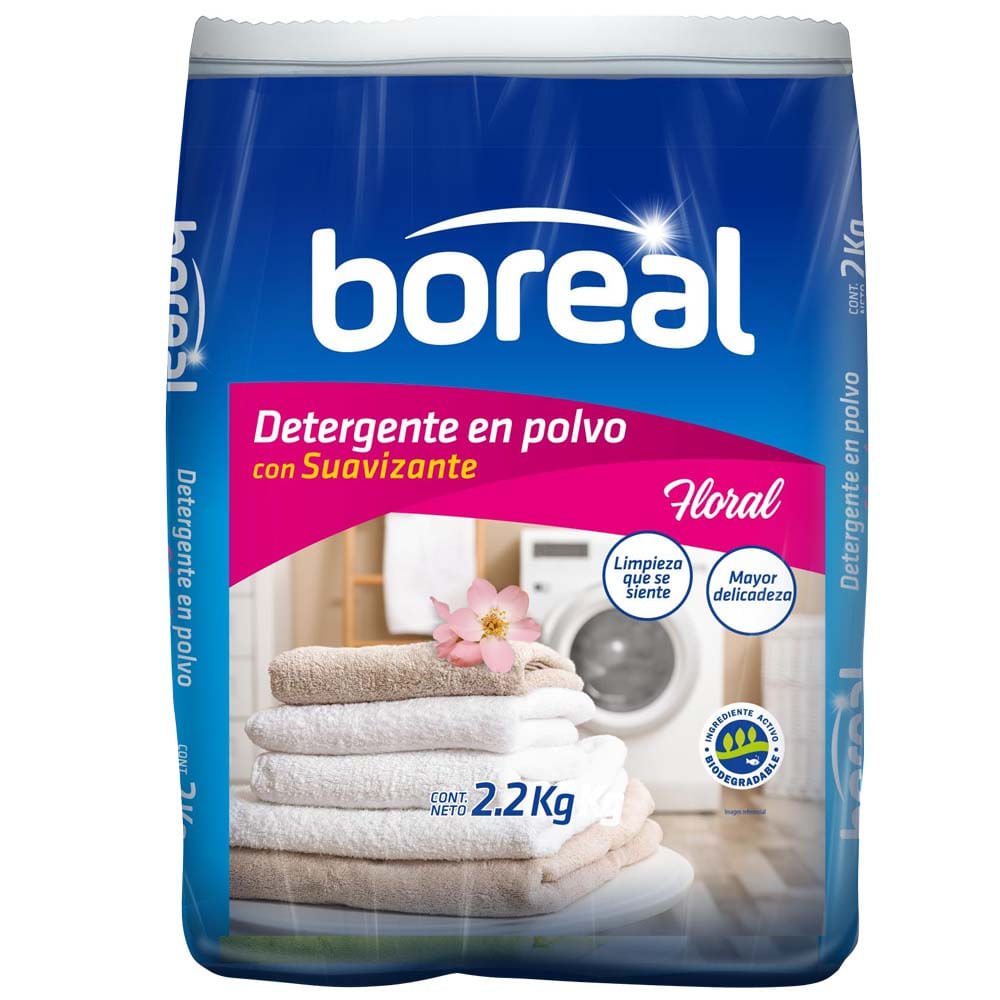 Detergente en Polvo BOREAL con Suavizante Floral Bolsa 2200g