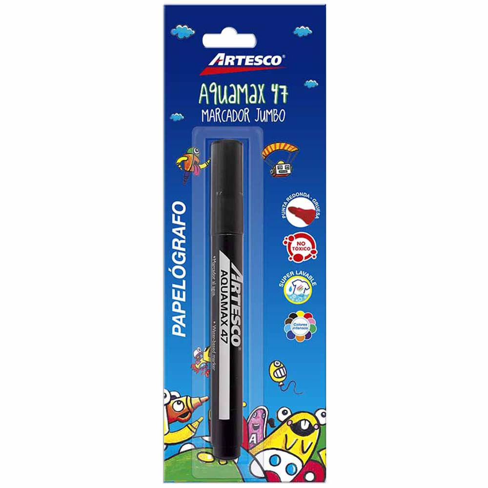 Marcador Jumbo ARTESCO Aquamax 47 Negro Blíster 1un
