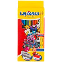 Lápices LAYCONSA Color Triangular Caja 12un + Borrador + Tajador